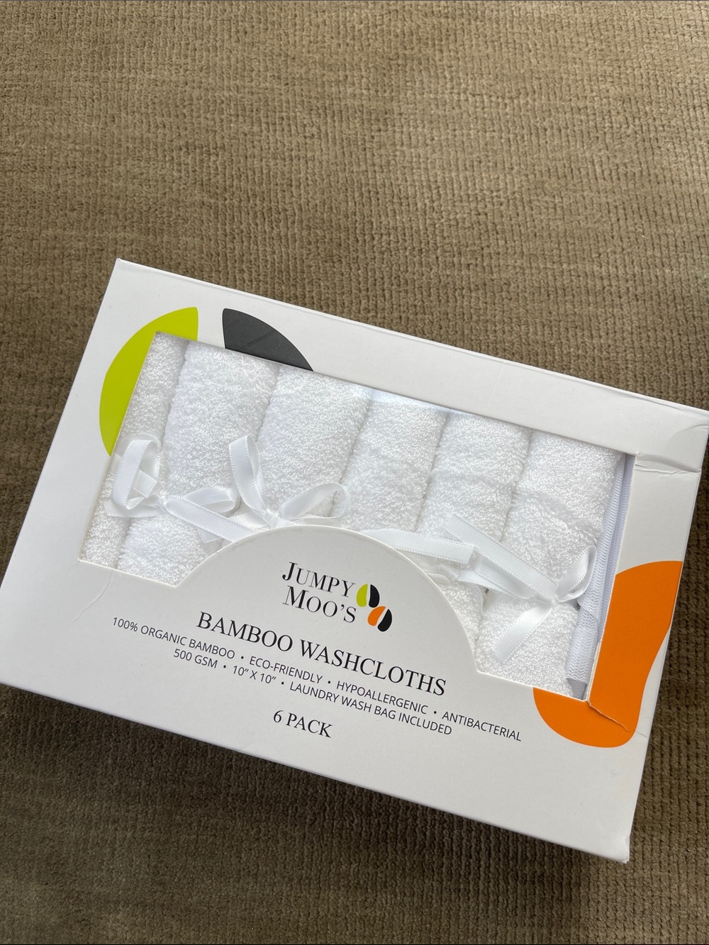 White Bamboo Washcloths - 6 Pack
